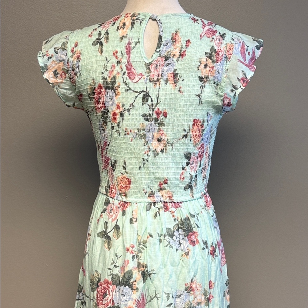 August Sky Floral Maxi Dress Mint Green Size Large Romantic Tiered - Picture 5 of 6